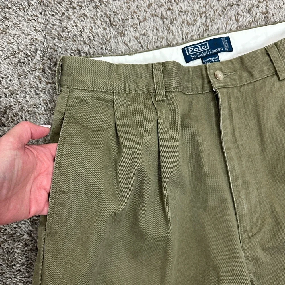 Vintage Polo Ralph Lauren Hammond Pants Mens 34x32 Green Preppy Pleated